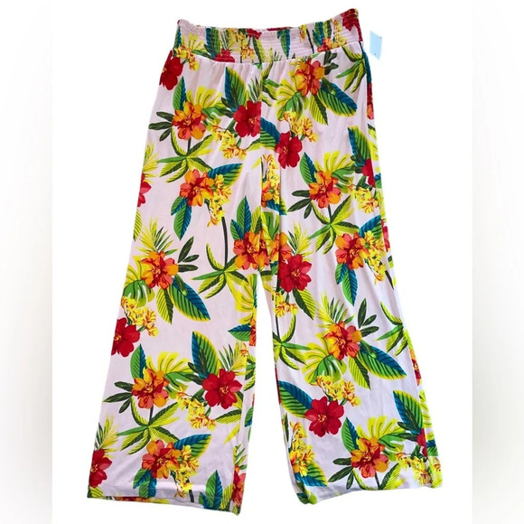 Bar III Hibiscus Jungle Floral Wide Leg Pull On Pants Women’s Size XXL Tropical - Picture 9 of 9